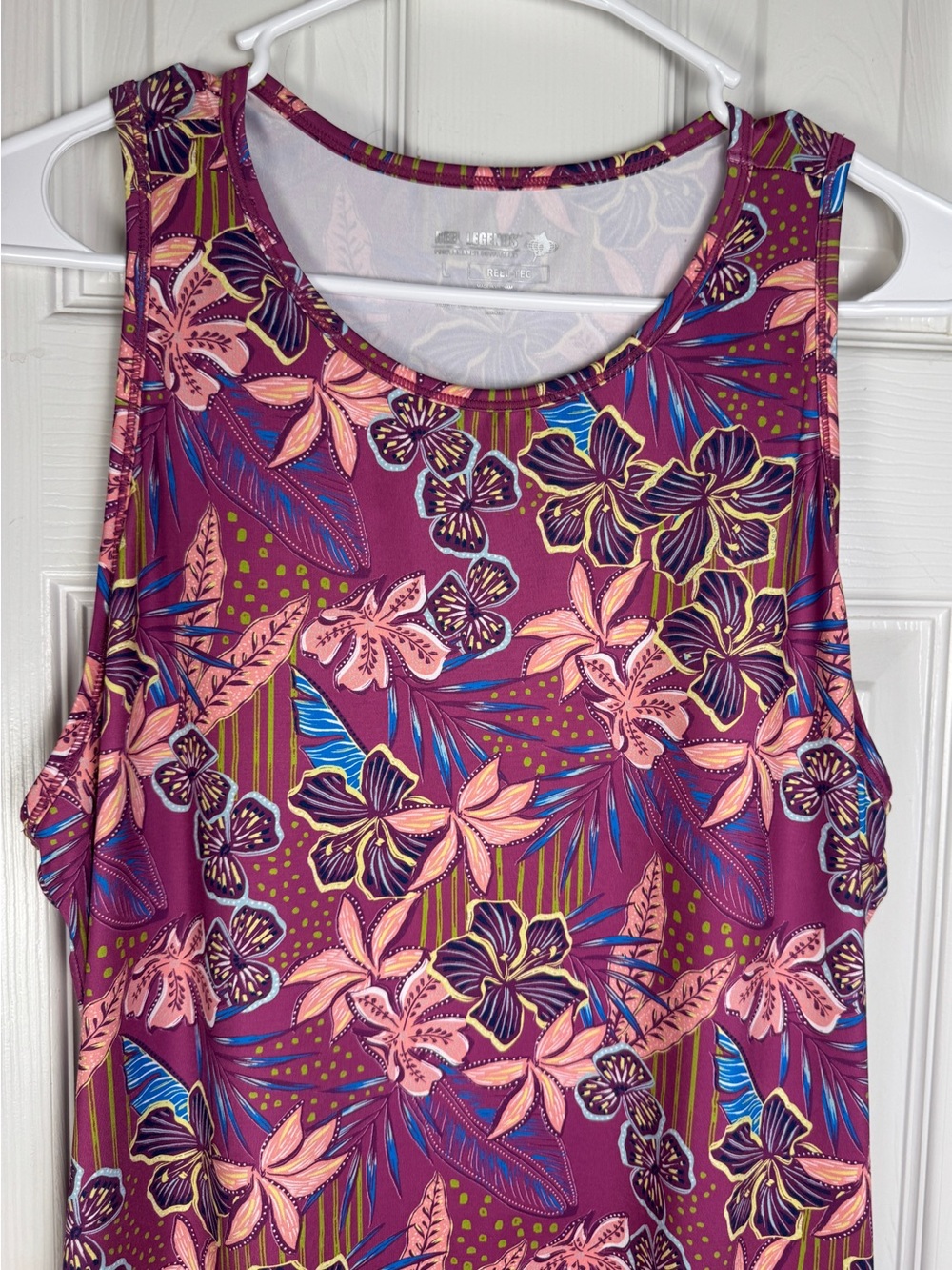 Reel Legends Tropical Floral Sport Dress Size Large Sleeveless Swing UPF Beach